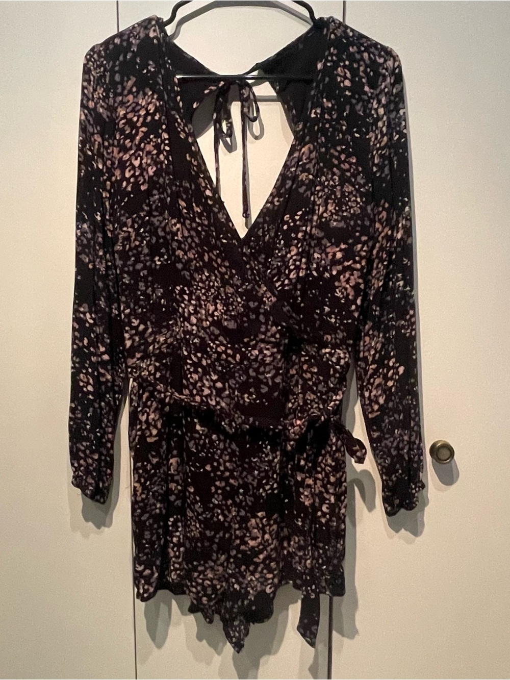 Abercrombie & Fitch Black Romper with Blush Print